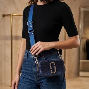 Marc Jacobs Snapshot Crossbody Bag - Navy Blue Glitter Shimmer